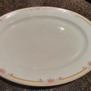 Noritake Poinciana Pink Roses Porcelain Server Oval Dish